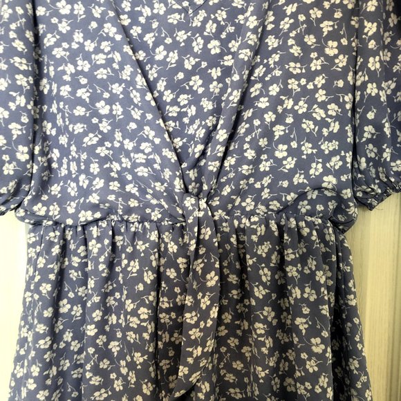 Blue Floral Ruffled Mini Dress Size Small - Picture 4 of 7